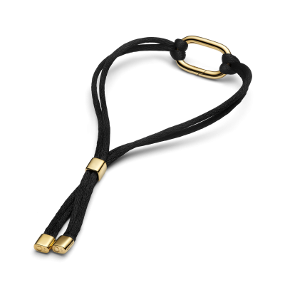 Pulsera Pandora Cordón Negro Eslabón Link  que se abre Dorado 564680C01 2