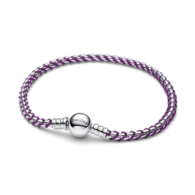Pulsera Pandora plata y Cordon Morado 593816C03