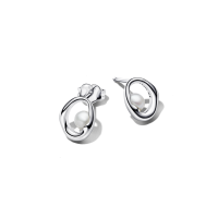 Pendientes Pandora plata Óvalos Forma Orgánica y Perla Cultivada de Agua Dulce 293295C01