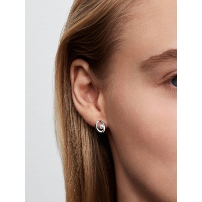 Pendientes Pandora plata Óvalos Forma Orgánica y Perla Cultivada de Agua Dulce 293295C01 2