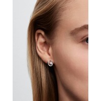 Pendientes Pandora plata Óvalos Forma Orgánica y Perla Cultivada de Agua Dulce 293295C01