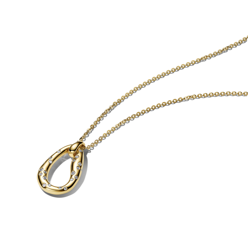 Collar Pandora Dorado Forma Orgánica Gemas Engastadas 364666C01