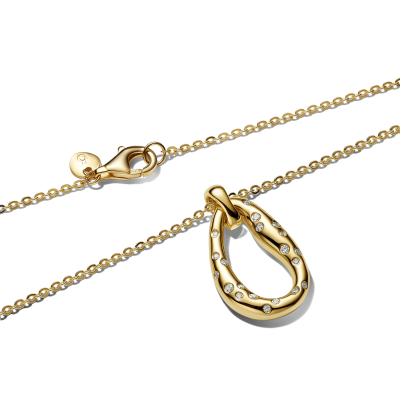 Collar Pandora Dorado Forma Orgánica Gemas Engastadas 364666C01 2