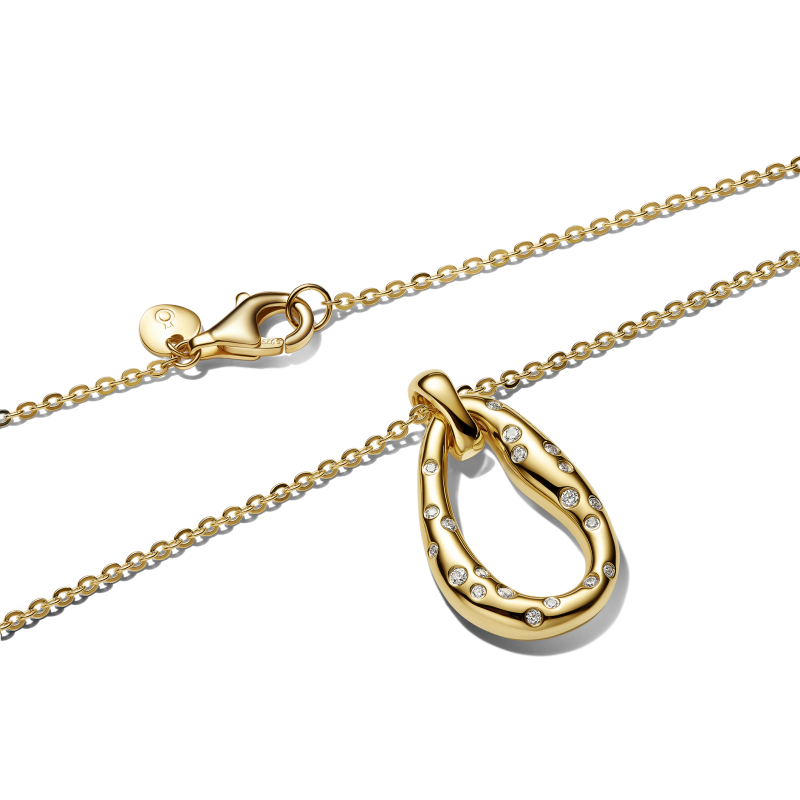 Collar Pandora Dorado Forma Orgánica Gemas Engastadas 364666C01