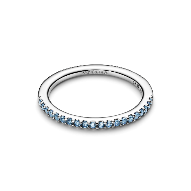 Anillo Pandora plata Banda Brillante Aguamarina 192999C03