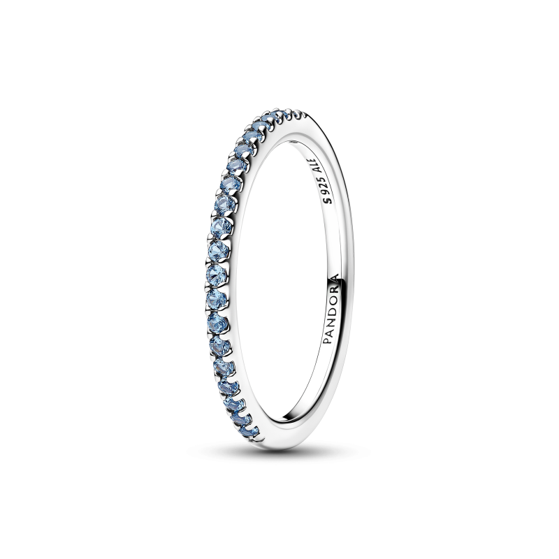 Anillo Pandora plata Banda Brillante Aguamarina 192999C03
