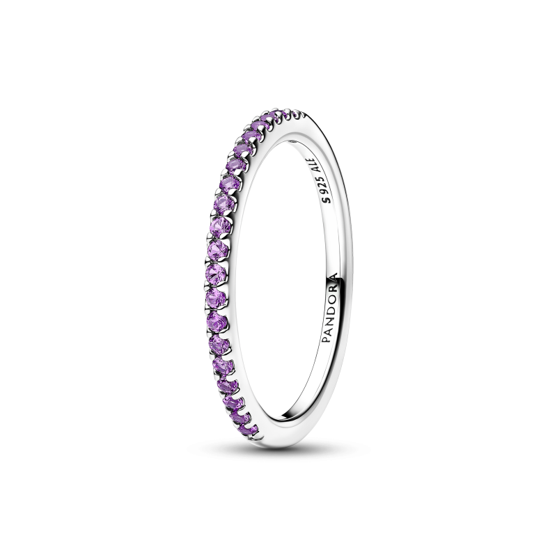 Anillo Pandora plata Banda Brillante Morado 192999C04