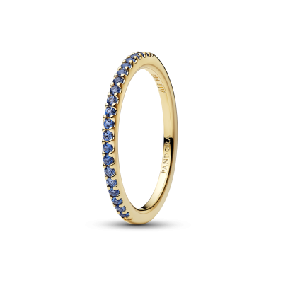 Anillo Pandora Dorado Banda Azul Brillante 162999C02