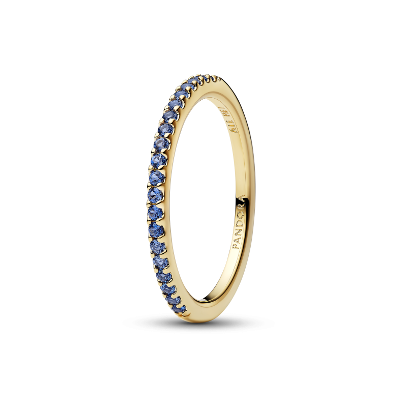Anillo Pandora Dorado Banda Azul Brillante 162999C02