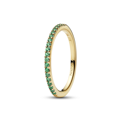 Anillo Pandora Dorado Banda Verde Brillante 162999C03