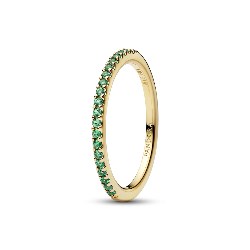 Anillo Pandora Dorado Banda Verde Brillante 162999C03