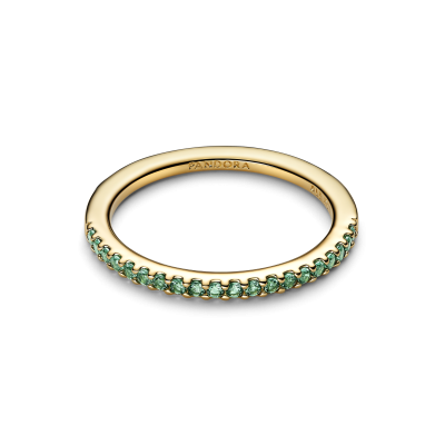 Anillo Pandora Dorado Banda Verde Brillante 162999C03 2