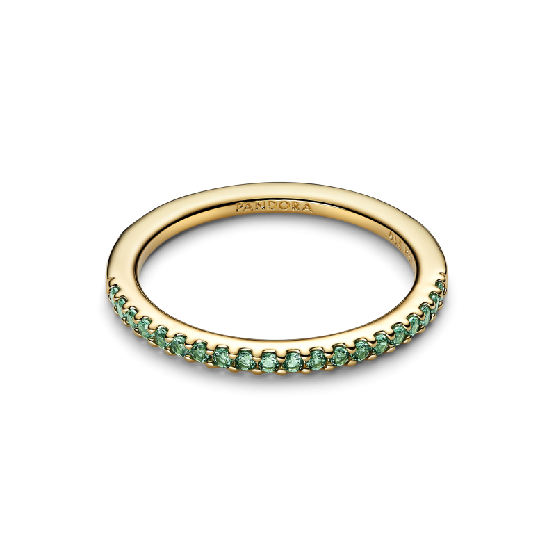 Anillo Pandora Dorado Banda Verde Brillante 162999C03