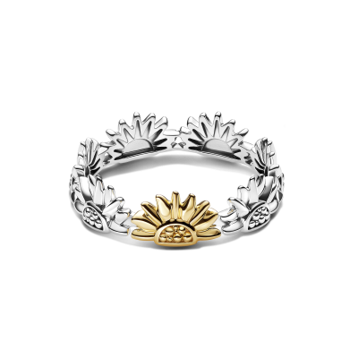Anillo Pandora plata Dorado Girasol en Dos Tonos 194702C00
