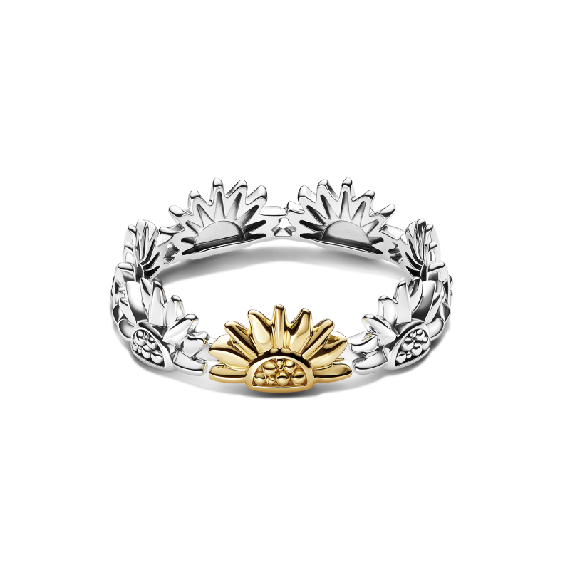 Anillo Pandora plata Dorado Girasol en Dos Tonos 194702C00