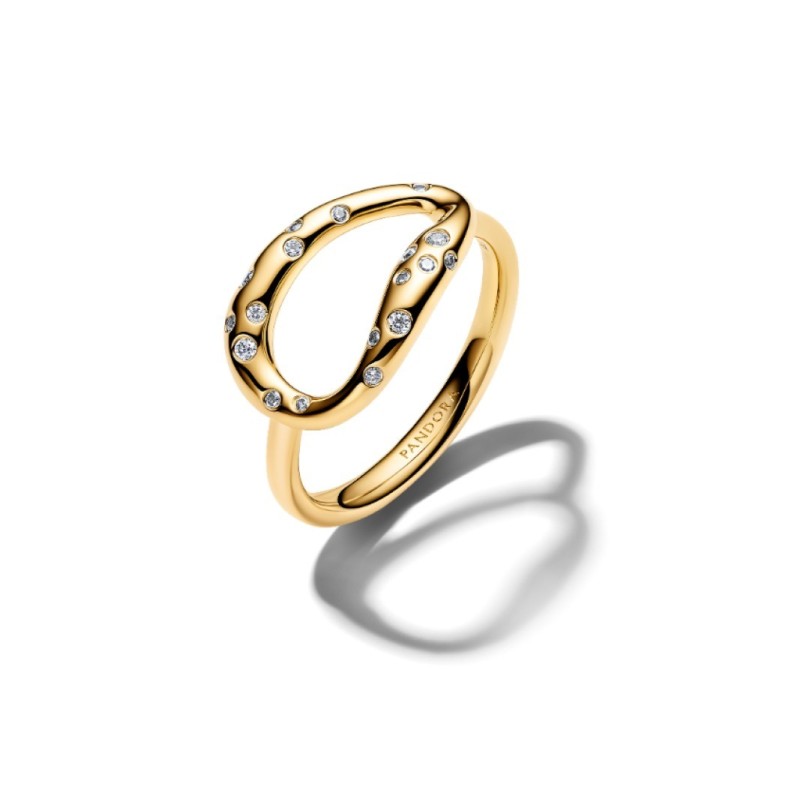 Anillo Pandora Forma Orgánica Baño Oro y Circonitas 164676C01