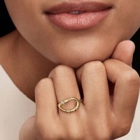 Anillo Pandora Forma Orgánica Baño Oro y Circonitas 164676C01