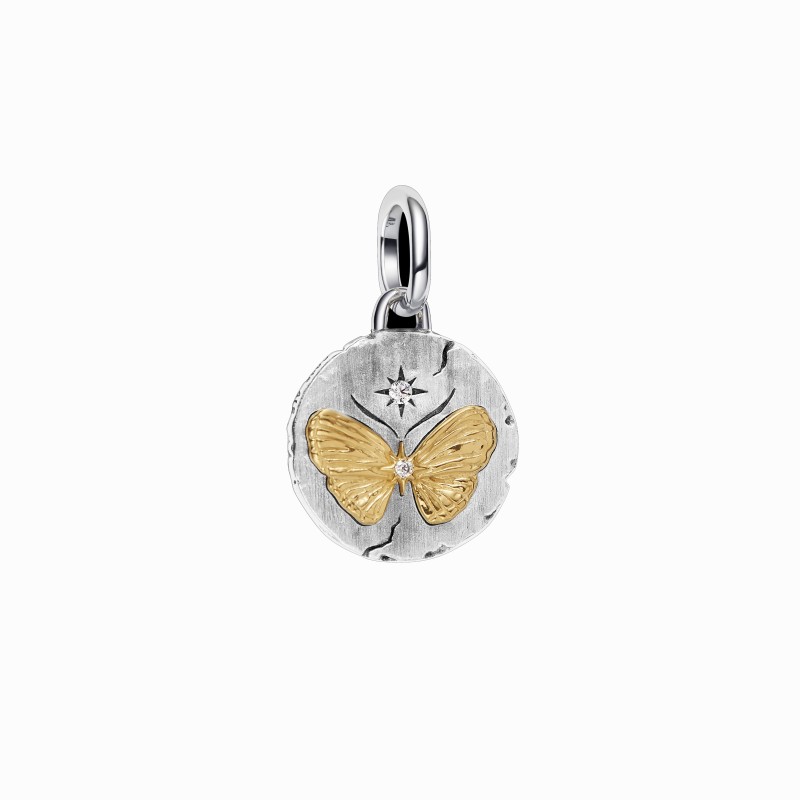 Charm Pandora Medallón en plata  y Dorado Mariposa 764803C01