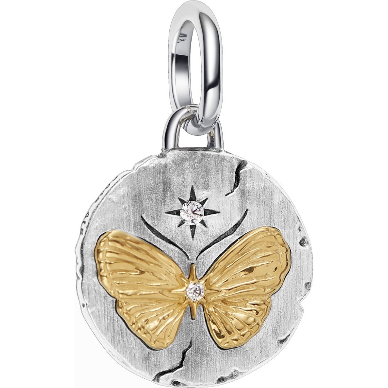 Charm Pandora Medallón en plata  y Dorado Mariposa 764803C01