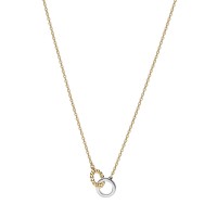 Collar Pandora plata Dorado Círculos Entrelazados Cuentas y Pavé 364825C01
