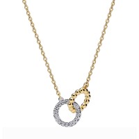 Collar Pandora plata Dorado Círculos Entrelazados Cuentas y Pavé 364825C01