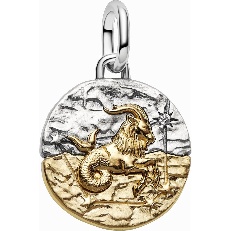 Charm Medallón Pandora plata y dorado Zodiaco Capricornio 764987C01