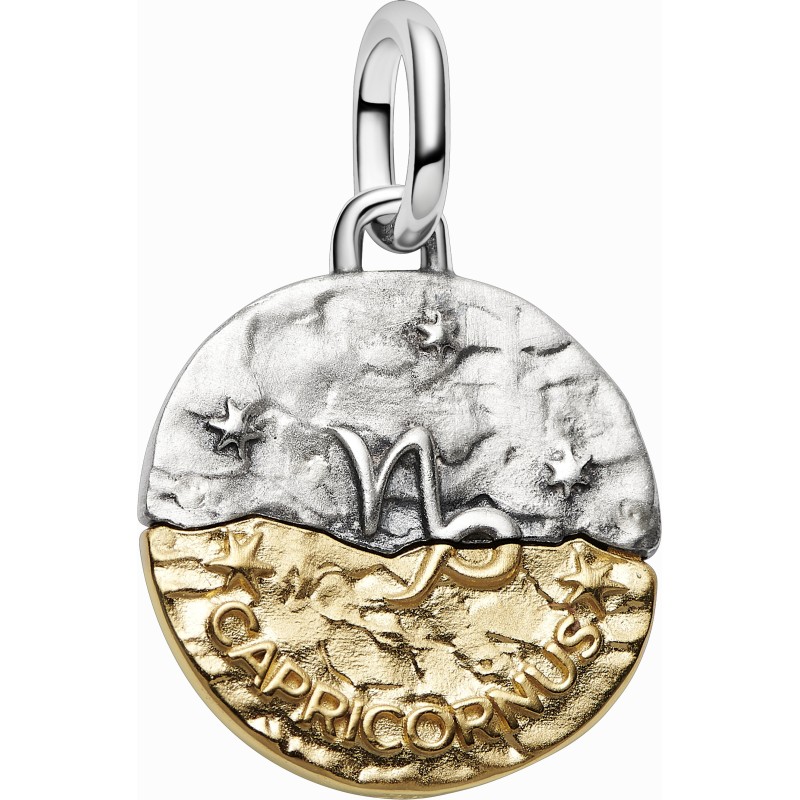Charm Medallón Pandora plata y dorado Zodiaco Capricornio 764987C01