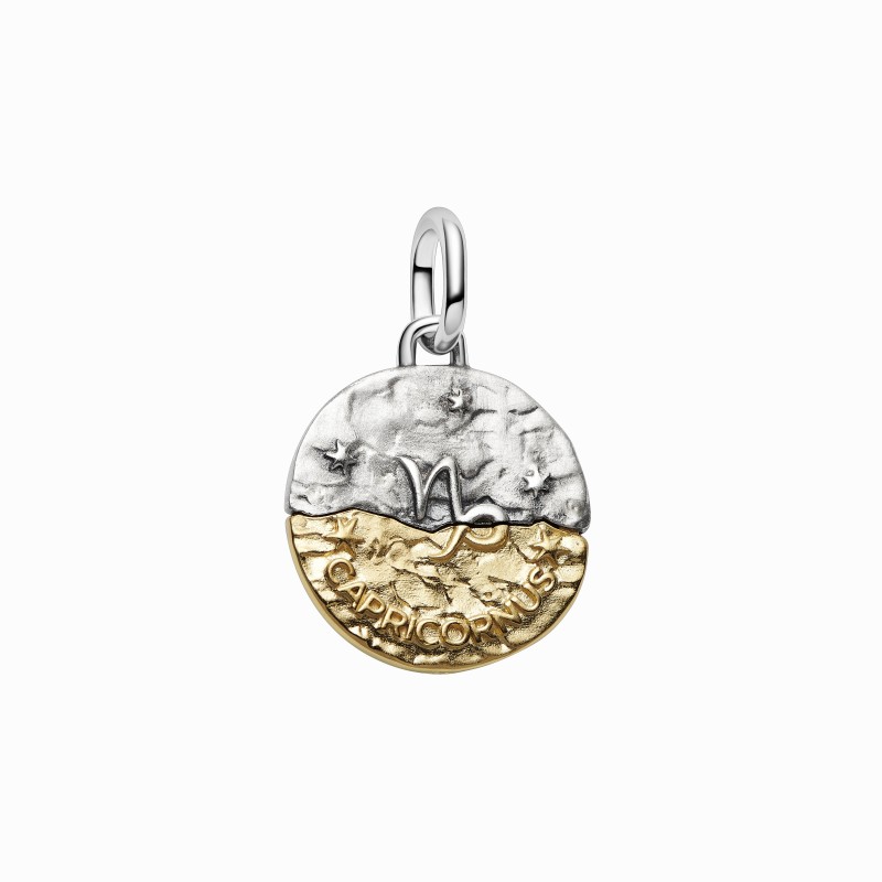Charm Medallón Pandora plata y dorado Zodiaco Capricornio 764987C01