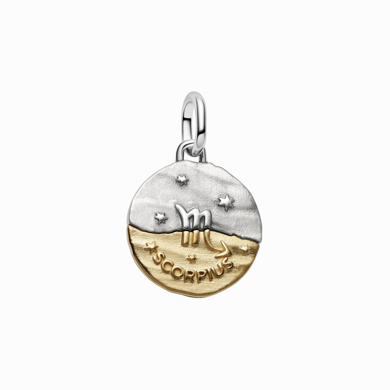 Charm Medallón Pandora plata y dorado Zodiaco Escorpio 764985C01