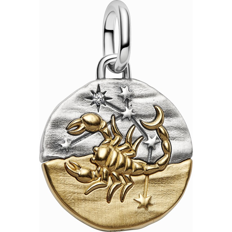 Charm Medallón Pandora plata y dorado Zodiaco Escorpio 764985C01
