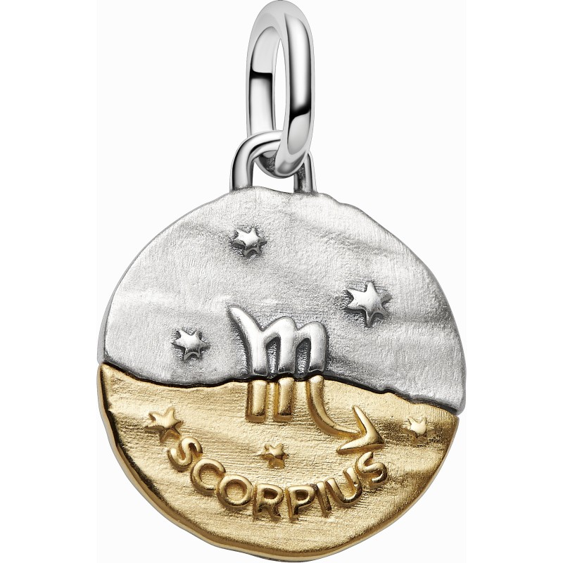 Charm Medallón Pandora plata y dorado Zodiaco Escorpio 764985C01
