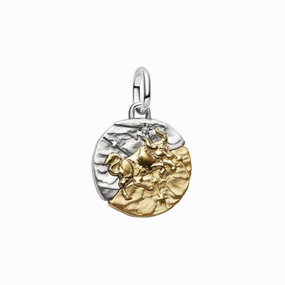 Charm Medallón Pandora plata y dorado Zodiaco Tauro 764986C01