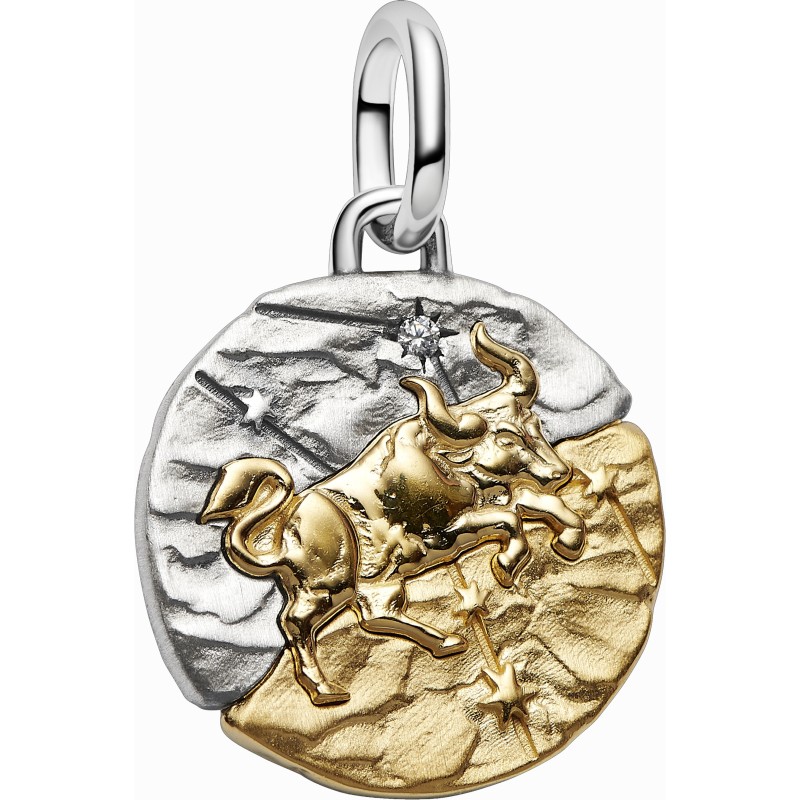 Charm Medallón Pandora plata y dorado Zodiaco Tauro 764986C01