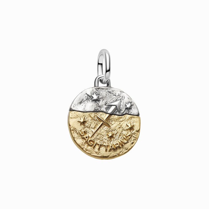 Charm Medallón Pandora plata y dorado Zodiaco Sagitario 764988C01