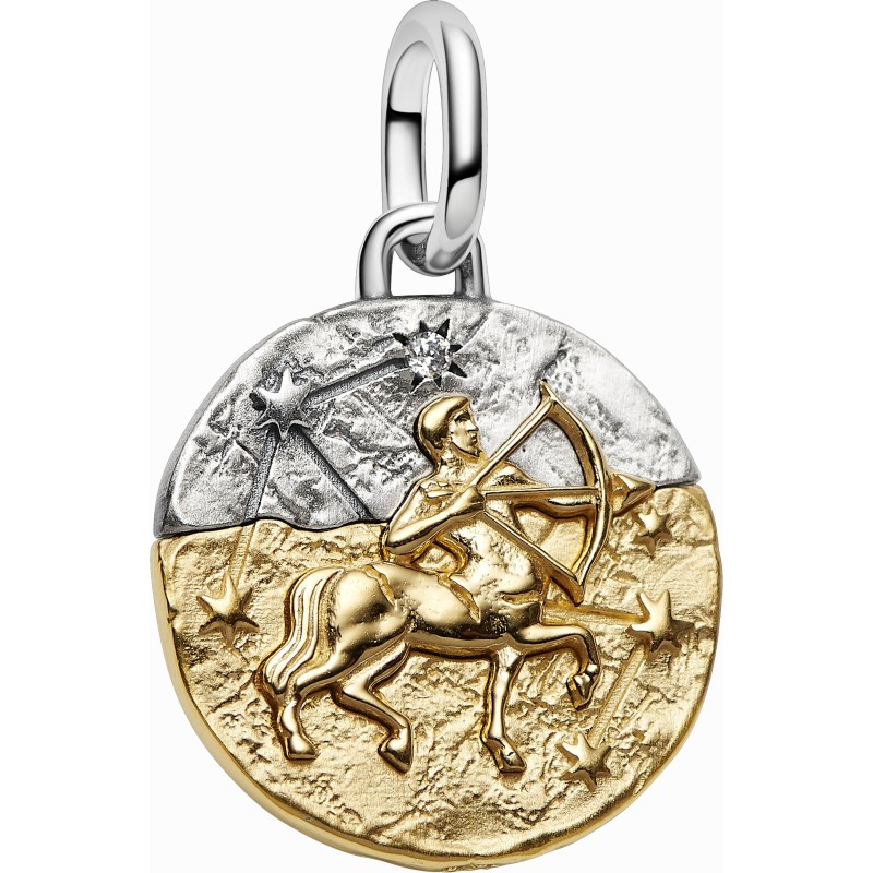 Charm Medallón Pandora plata y dorado Zodiaco Sagitario 764988C01