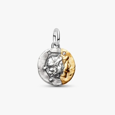 Charm Medallón Pandora plata y dorado Zodiaco Géminis 764989C01