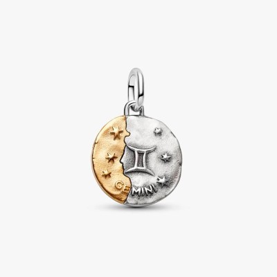 Charm Medallón Pandora plata y dorado Zodiaco Géminis 764989C01 2