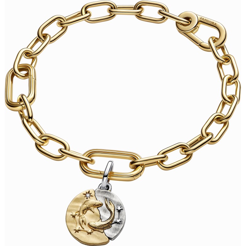 Charm Medallón Pandora plata y dorado Zodiaco Piscis 764991C01