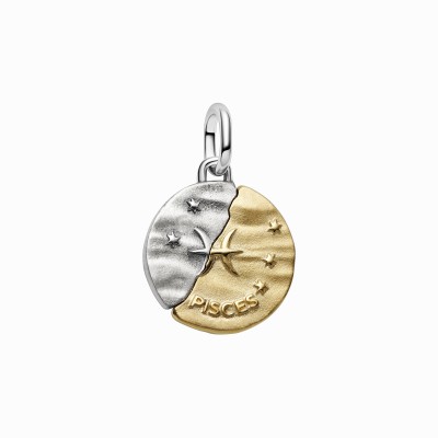 Charm Medallón Pandora plata y dorado Zodiaco Piscis 764991C01 2