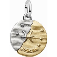 Charm Medallón Pandora plata y dorado Zodiaco Piscis 764991C01