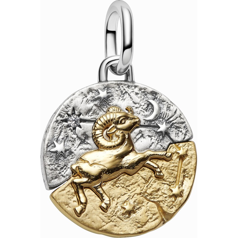 Charm Medallón Pandora plata y dorado Zodiaco Aries 764993C01