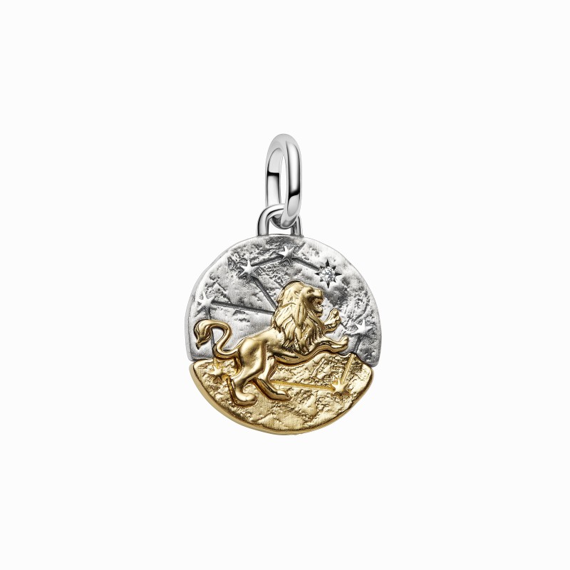 Charm Medallón Pandora plata y dorado Zodiaco Leo 764994C01