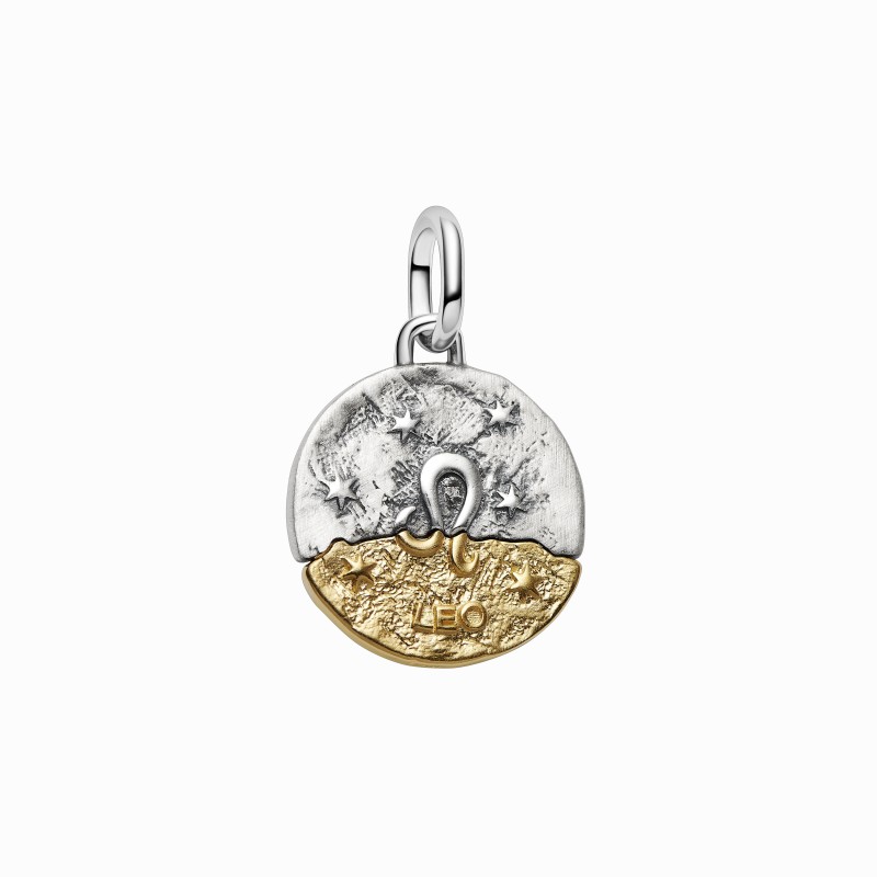 Charm Medallón Pandora plata y dorado Zodiaco Leo 764994C01