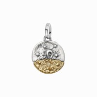 Charm Medallón Pandora plata y dorado Zodiaco Leo 764994C01