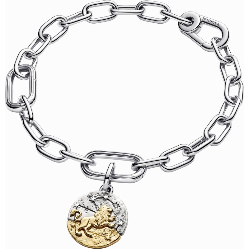 Charm Medallón Pandora plata y dorado Zodiaco Leo 764994C01