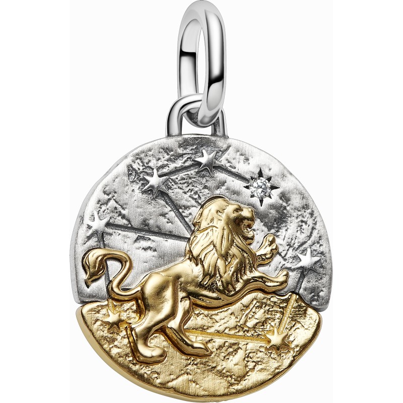 Charm Medallón Pandora plata y dorado Zodiaco Leo 764994C01
