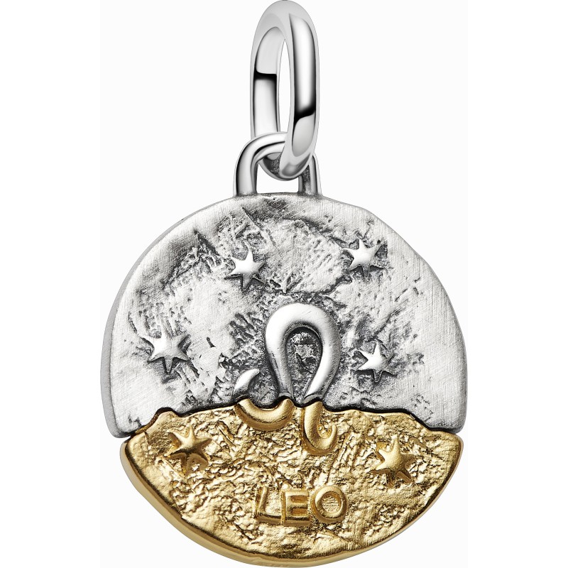 Charm Medallón Pandora plata y dorado Zodiaco Leo 764994C01