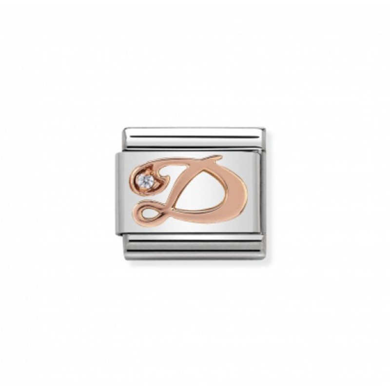 LINK CLASSIC LETRA "D" ORO ROSA Y CIRCONITA 430310 04