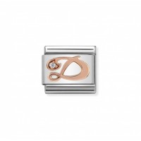 LINK CLASSIC LETRA "D" ORO ROSA Y CIRCONITA 430310 04