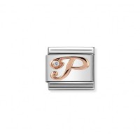Link Nomination Classic Letra "P" Oro rosa y Circonita 430310 16 | ...